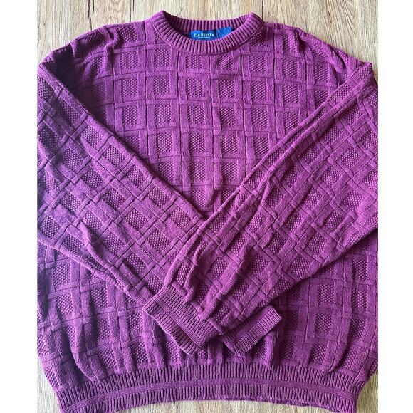 Van Heusen Vtg Chunky Red Patterned Sweater Suze Medium - Picture 1 of 5